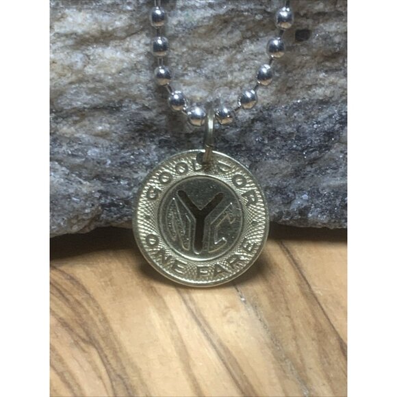 NYC 1970s & 1980s New York City Subway Token Pendant on Stainless Steel Chain🔗 - Picture 2 of 15